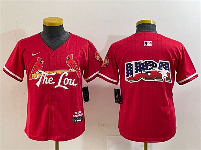 Youth St. Louis Cardinals Team Big Logo Red 2024 City Connect Limited Stitched Baseball Jersey